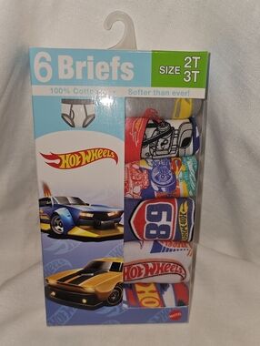 Hot Wheels Character Toddler Boy Briefs, 6 Pack Sizes 2T-3T